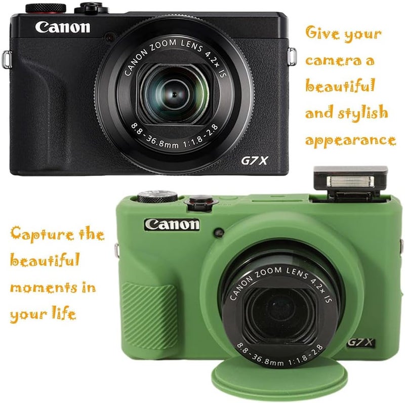 AEXUTDA Case for Canon Powershot G7X Mark III Digital Camera, G7X Mark iii Camera Silicone Case, Anti-Scratch Slim Fit Soft Skin, G7X Mark 3 Accessories with Detachable Lens Cover - Green - Image 4